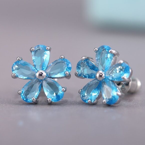 🍁 Beautiful Tiny Plum Blossom Zircon Dainty Stud Earrings for Women, UNVN12456 - Picture 1 of 4